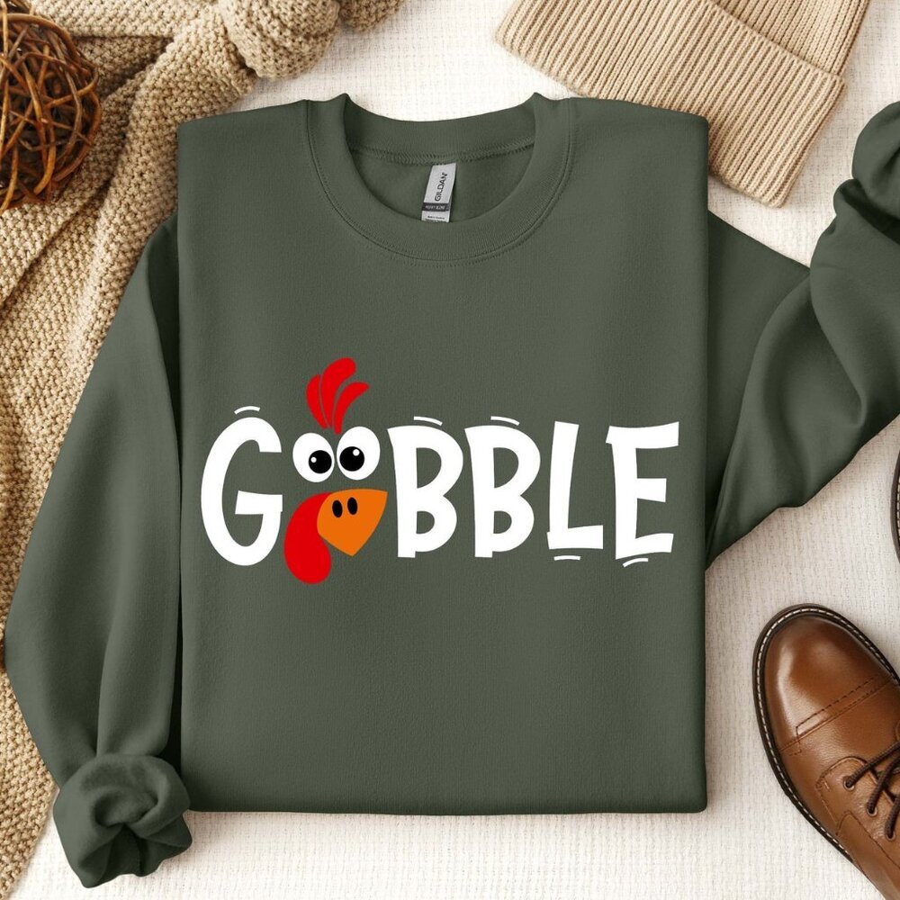 Gobble Sweatshirt, Gobble Turkey Sweatshirt, Thanksgiving Sweatshirt, Turkey